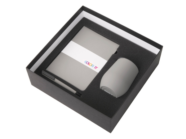 Подарочный набор "COLOR IT" c блокнотом, ручкой и термокружкой, Размер твердая обложка, Цвет серый