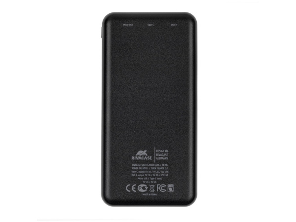 Внешний аккумулятор с быстрой зарядкой  VA2571, 20000 mAh, Цвет черный