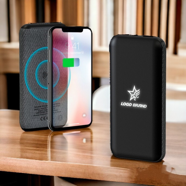 Внешний аккумулятор Power Bank Stormoway 10000 mAh с беспроводной зарядкой с покрытием из экокожи / Портативное зарядное устройство / Повербанк