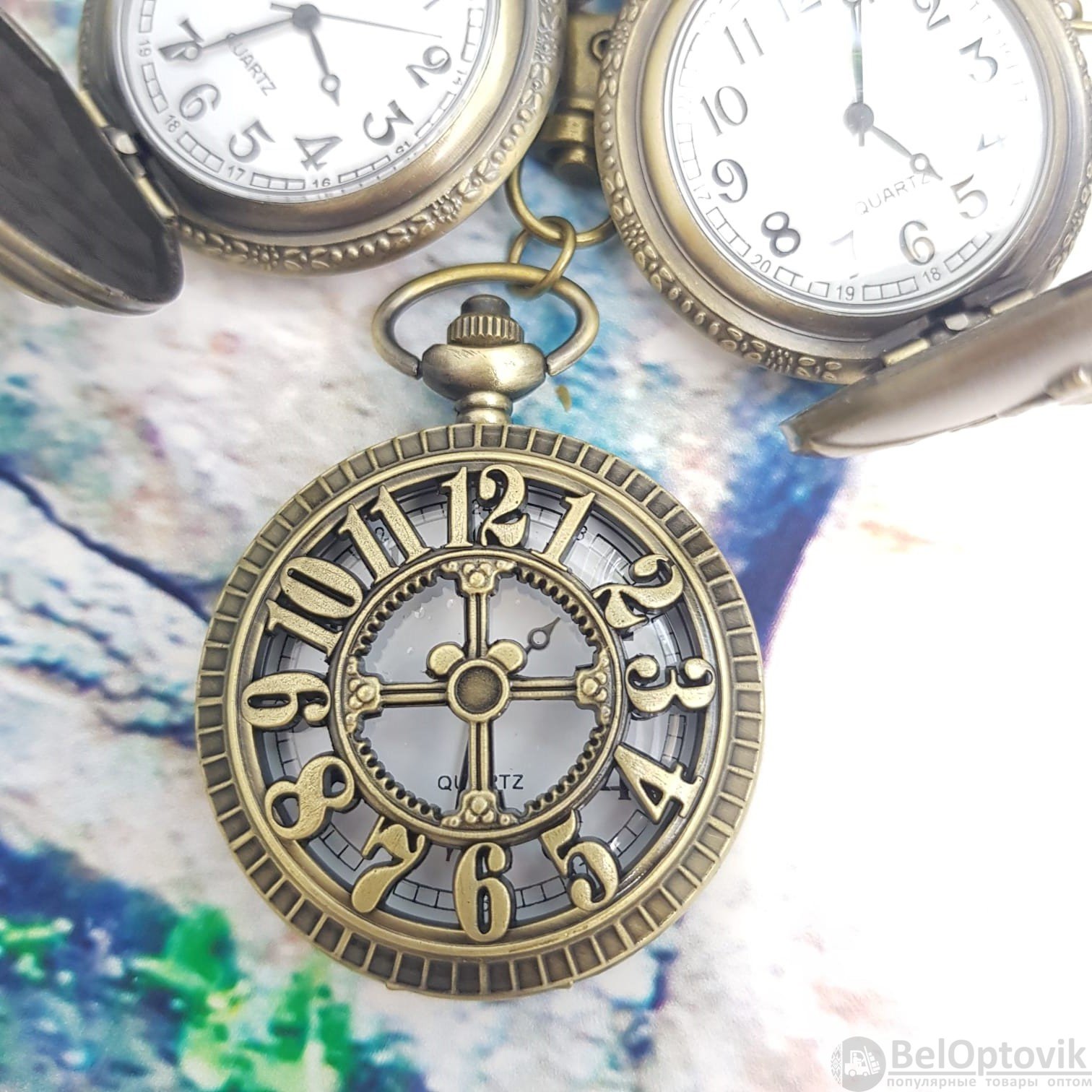 Карманные часы с цепочкой и карабином Масонский крест