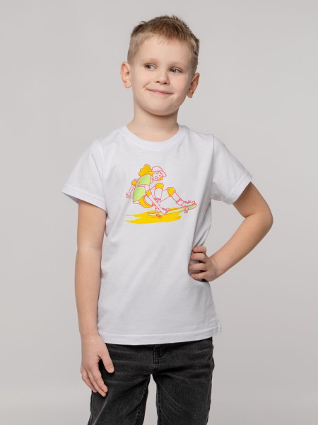Футболка детская Skateboard, белая, 10 лет