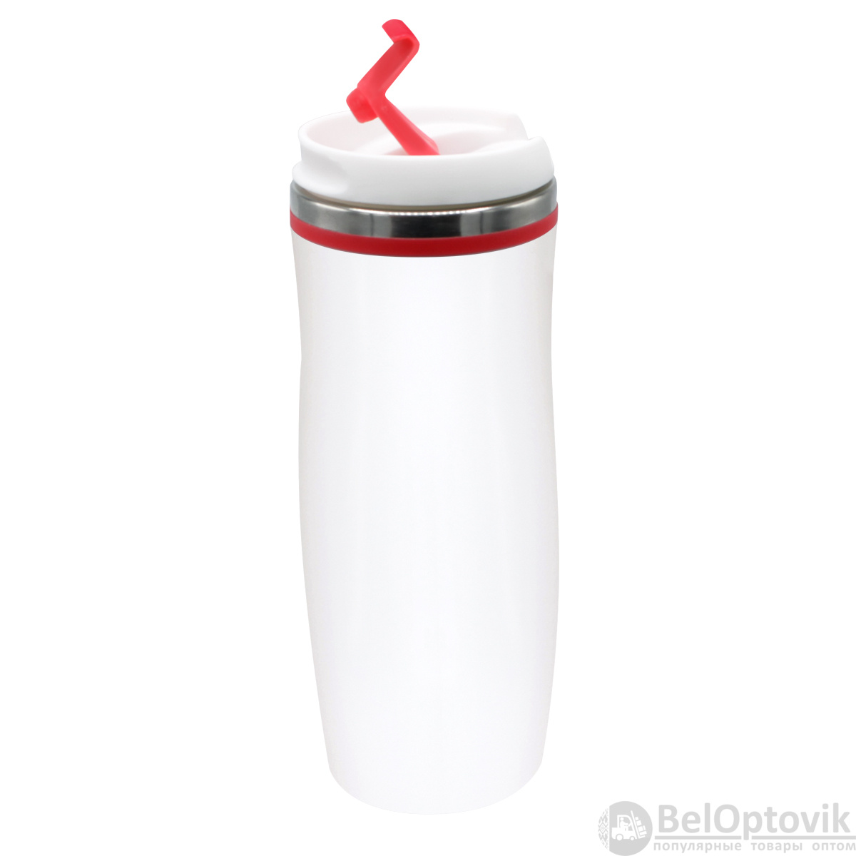 Термокружка Latte, бело-красный
