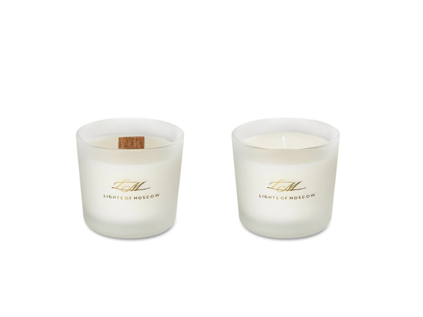 Набор для создания 2-х ароматических свечей: амбра и табак/маракуйя, сандал и пачули, Размер С лого, Цвет белый