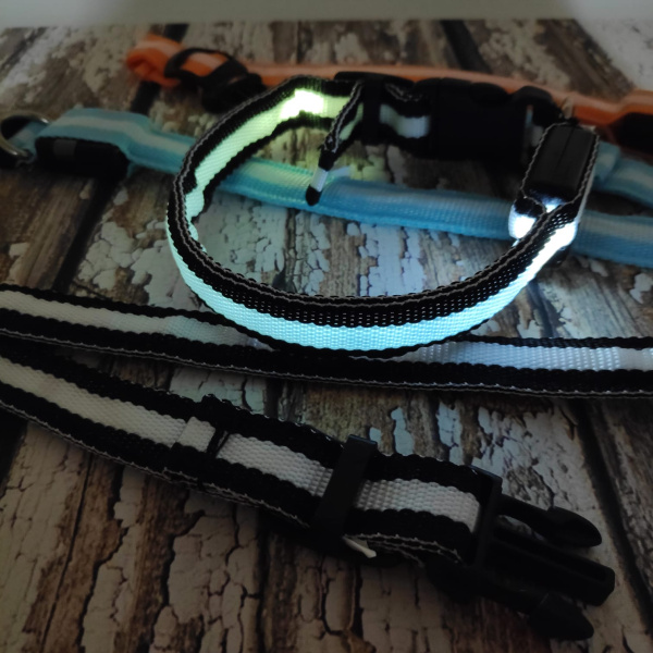 Светящийся ошейник для собак (3 режима) Glowing Dog Collar Оранжевый М (MAX 45 sm)