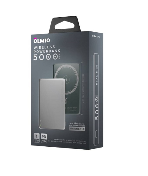 Внешний АКБ QM-15, 5000mAh, silver, OLMIO