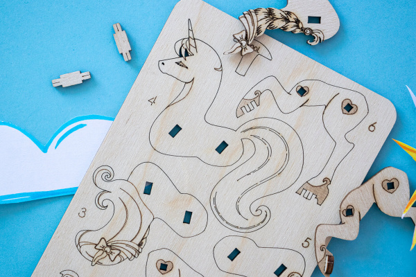 Деревянный конструктор UNIT (сборка без клея) Единорог UNIWOOD