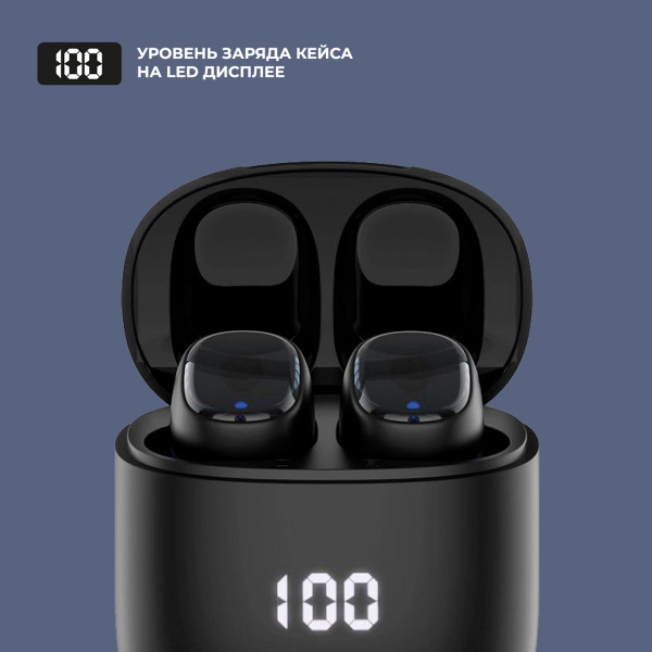Беспроводные наушники с микрофоном Air Buds Pro, TWS, BT 5.3, LED, 300 мАч, Цвет черный
