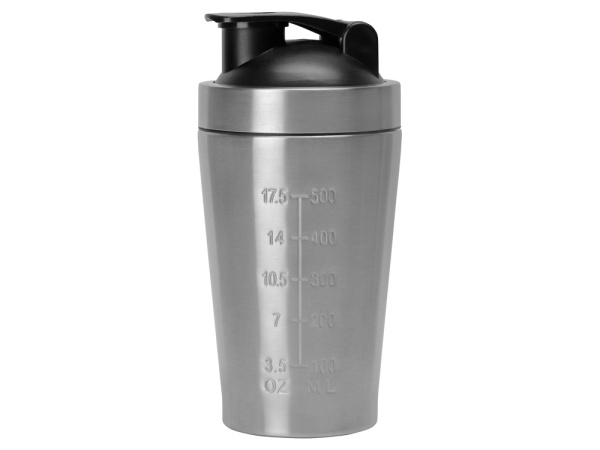 Спортивный шейкер из нержавеющей стали «Top Up», Цвет серебристый, черный
