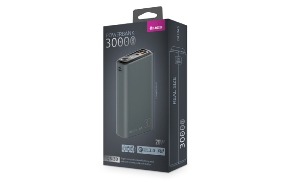 Внешний АКБ QS-30, 30000mAh, space-gray, OLMIO
