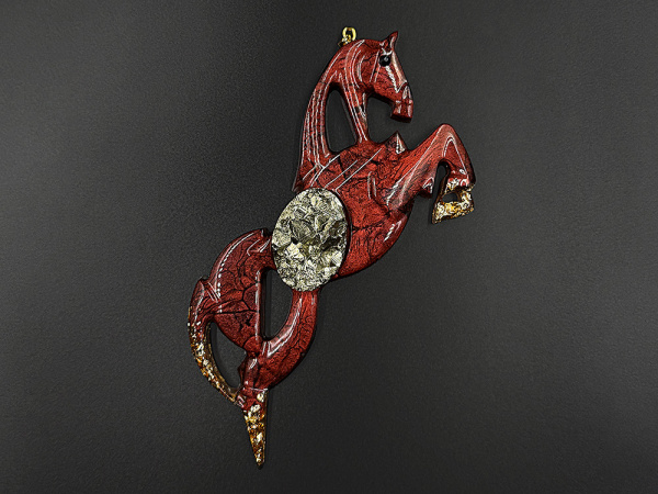 Елочная игрушка Лошадь, Цвет Гранат (красный)