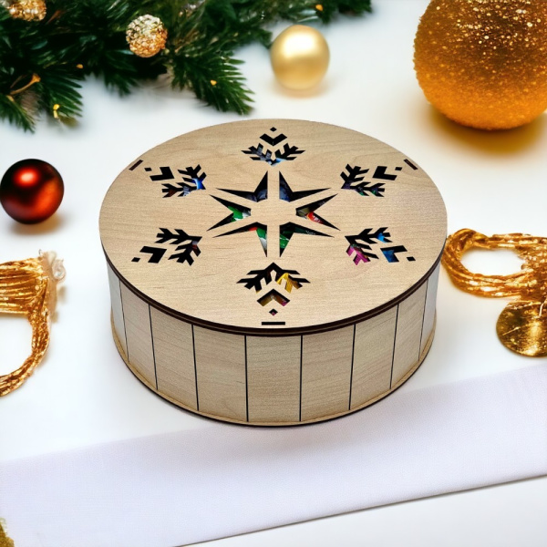 Шкатулка - упаковка новогодняя из дерева, 1,5 кг, коричневый / Идеальное украшение для новогодней елки