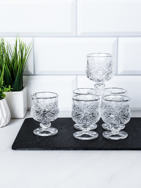 Рюмка 6 штук 50 мл бочонок Бабочка / RBB50B /уп 32/