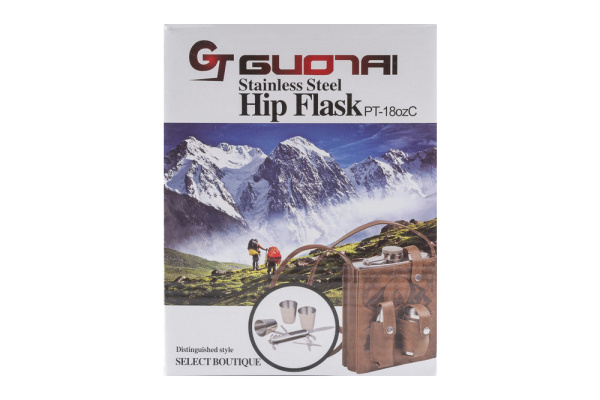 Набор фляга Guotai Hip flask 18oz с 3 рюмками и зажигалкой