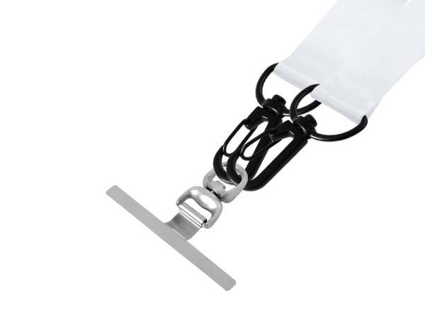 Лента под сублимацию для телефона с 2-мя карабинами, 2 см, Цвет белый