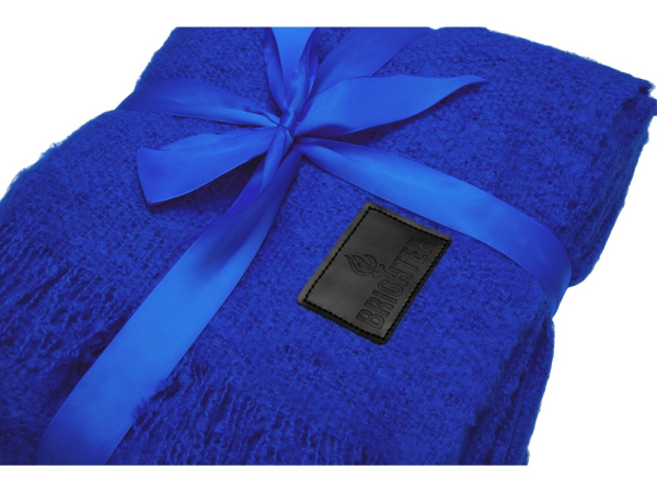 Плед акриловый «Mohair» с патчем, Цвет синий