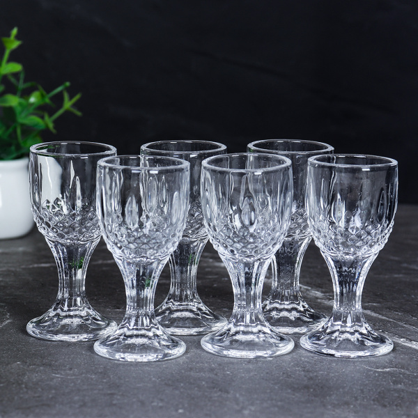 Рюмка 6 штук 10 мл фактурная / 2C-003 /уп 48/_