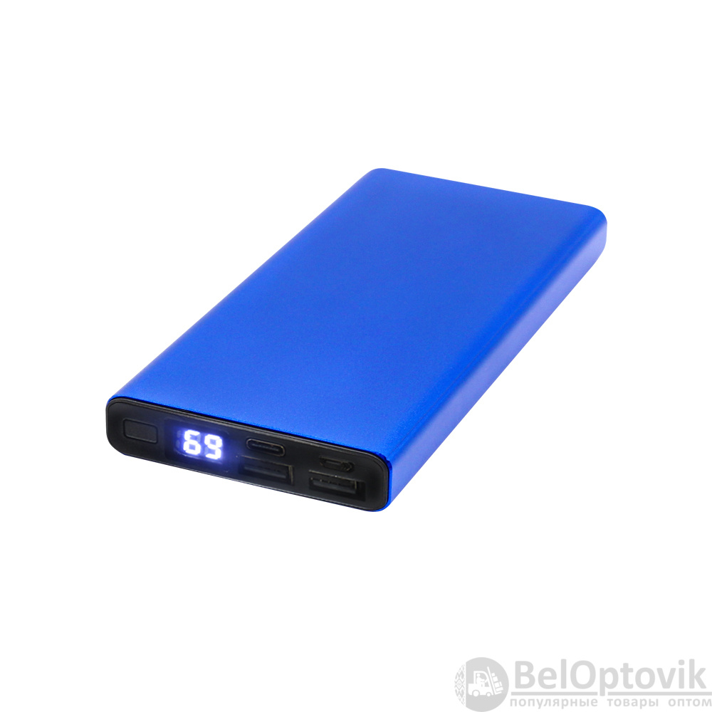 Внешний аккумулятор Höginn в металлическом корпусе, 10000mAh, синий.