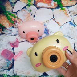 Мыльный Пузырятор Bubble Camera "Свинка Пеппа" Фотоаппарат для создания Музыкальных мыльных пузырей + 2 флакона мыльных пузырей Бежевая Свинка