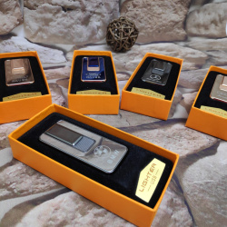 Электроимпульсная зажигалка-брелок с эмблемой и сменным нагревательным элементом Lighter Classic Fashionable BMW, Серый корпус