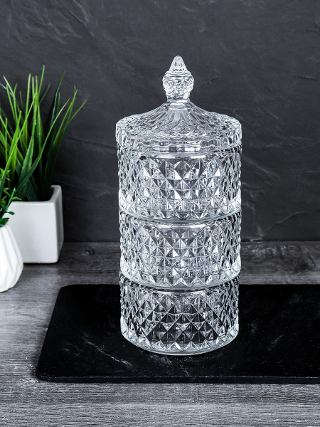 Банка для специй 200 мл 3 яруса Ромб / TG040-3 /уп 24/ конфетница