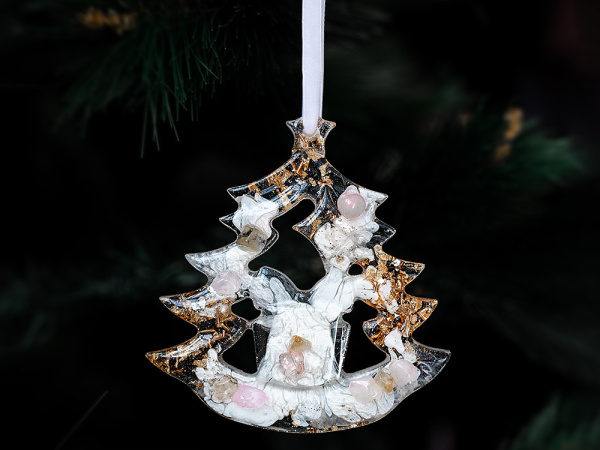 Елочная игрушка Ель, Цвет Розовый кварц