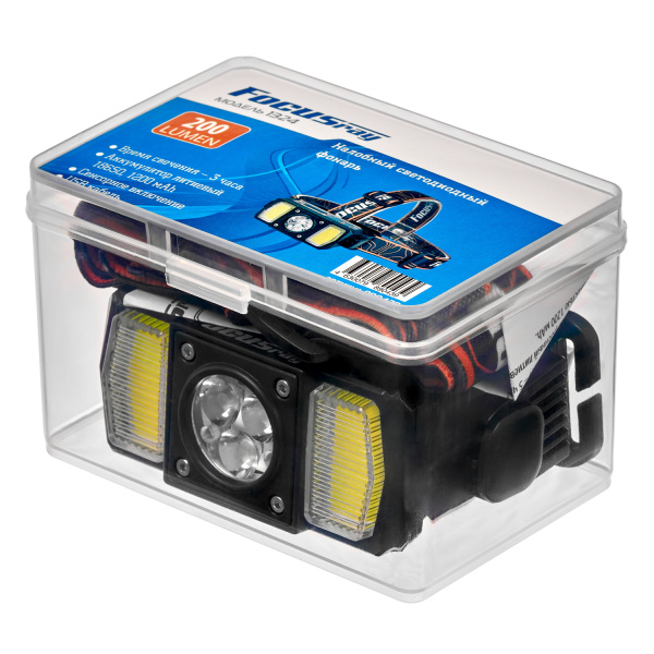 Фонарь налобный FOCUSray 1324 акку 18650 1200мАН,200 люмен,цифровой дисплей,USB кабель.1/180, шт