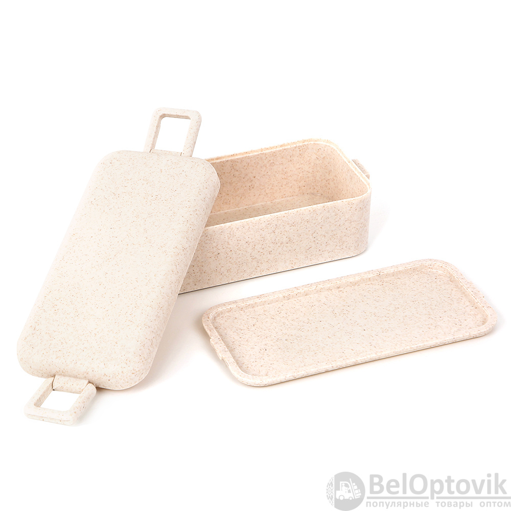 Ланчбокс (контейнер для еды) Bricker из пшеничного волокна, бежевый