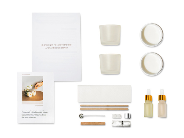 Набор для создания 2-х ароматических свечей: имбирный пряник, рождественская елка, Размер Без лого, Цвет белый