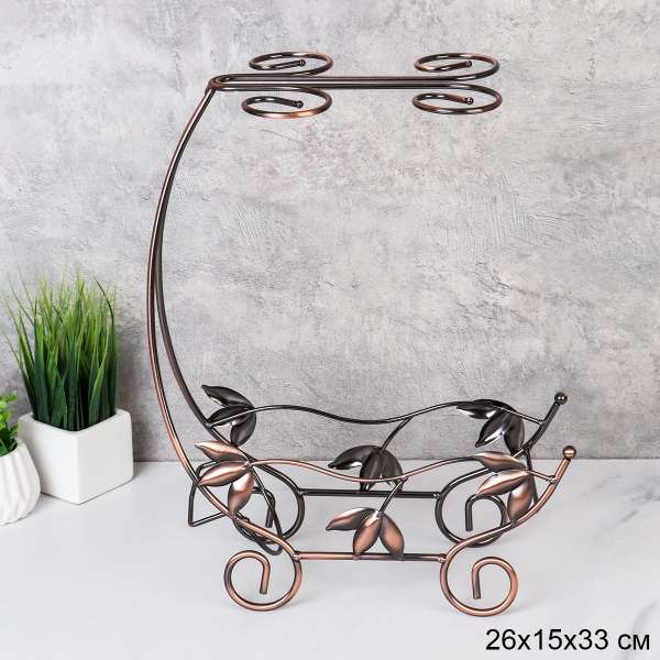 Подставка для вина и 4х фужеров Виноград Бронза / GB-T-3328 /уп 20/ металл/ 0,476