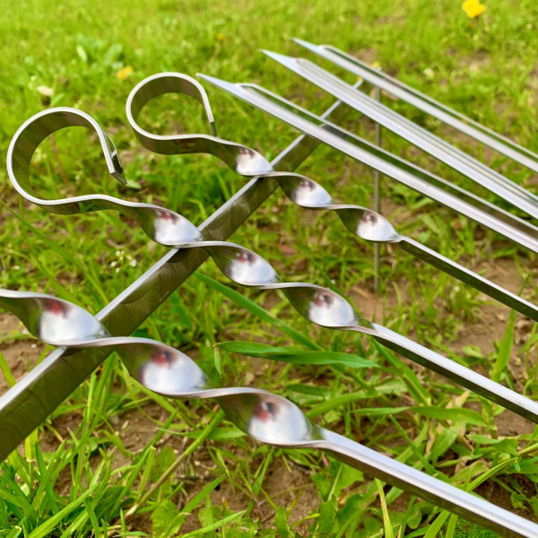 Набор прочных угловых шампуров для шашлыка Кизляр России, 57 см (6 шт.). Гарантия качества