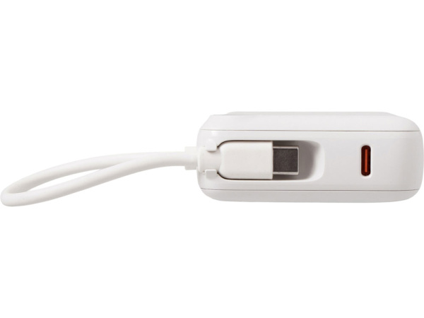 Внешний аккумулятор со встроенным кабелем «Liri», QC/PD, 10000 мАч, Цвет теплый белый