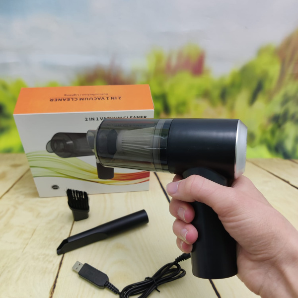 Портативный вакуумный мини пылесос для авто и дома 2 in 1 Vacuum Cleaner (2 насадки)