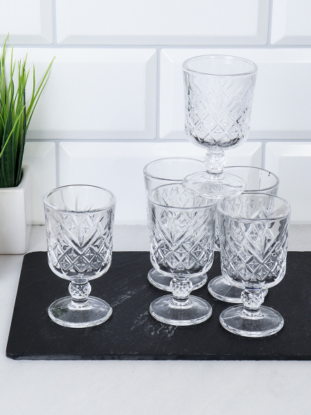 Рюмка 6 штук 60 мл на ножке прямая / GPN601D /уп 24/