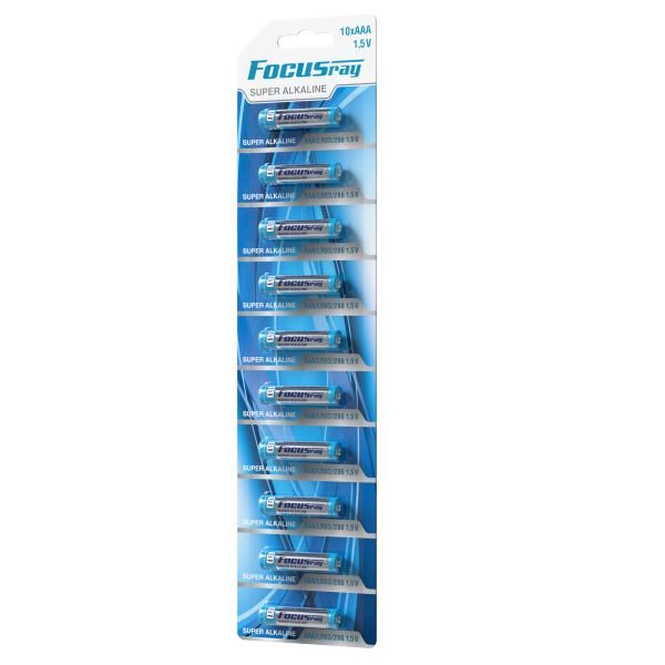 FOCUSray SUPER ALKALINE LR03/BL10 10/100/1000 отрывной батарейка, шт (10 шт)