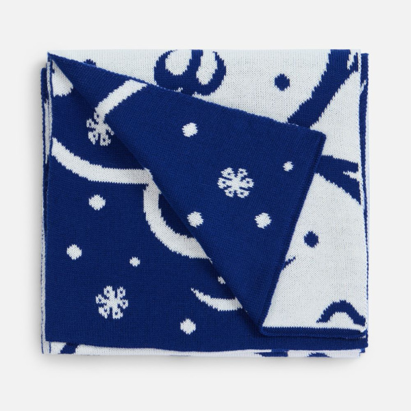 Шарф Adventino, темно-синий (кобальт) с молочным, 160x20 см