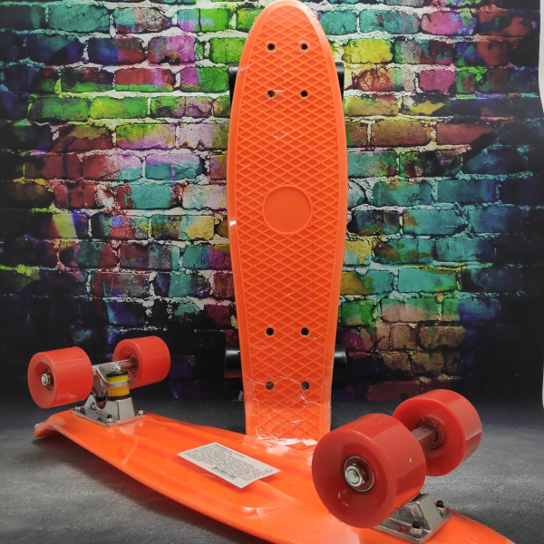 Скейт Пенни Борд (Penny Board) однотонный, матовые колеса 2 дюйма (цвет микс), до 60 кг.