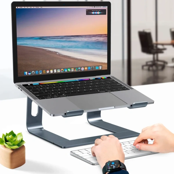 Алюминиевая подставка MLS-5004 для ноутбука 15,6" с силиконовыми вставками, серый