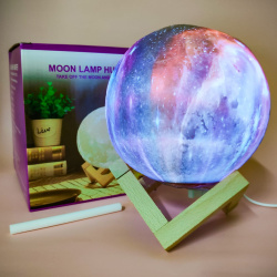 Увлажнитель (аромадиффузор) воздуха Moon Lamp Humidifier с функцией ночника, 1500ml, USB Белая (без пульта, аккумуляторная)