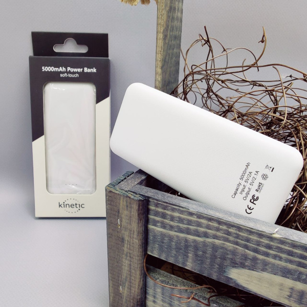 Внешний акккумулятор Power Bank Arrida 5000mAh, с покрытием "Baby skin” soft - touch Kinetic