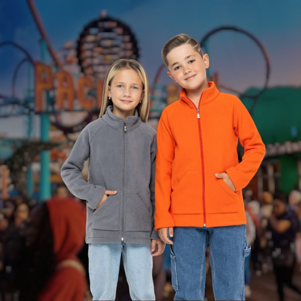 Кофта флисовая детская на молнии, с карманами / Ассортимент цветов и размеров / Лонгслив детский