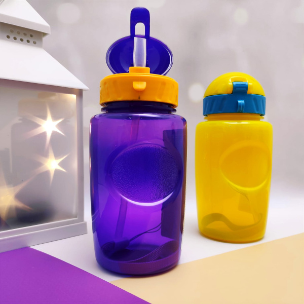 Бутылочка для воды и других напитков "LIFESTYLE" anatomicс трубочкой и шнурком, 350 мл, 3+