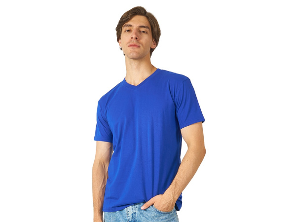 Футболка "Heavy Super Club" мужская с V-образным вырезом, Размер L, Цвет синий классический