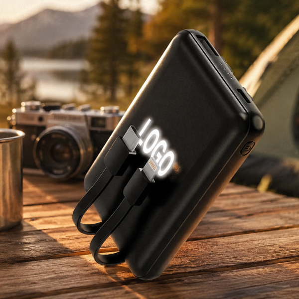 Внешний аккумулятор Eron с подсветкой гравировки, 5000 mAh, чёрный/белый