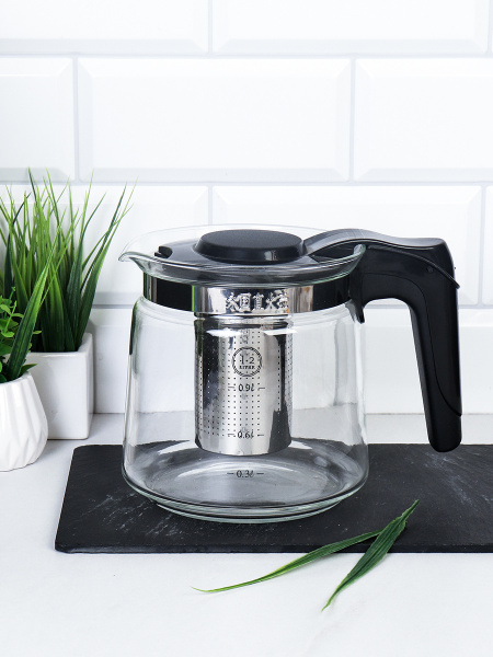 Чайник 1200 мл жаропрочное стекло / YG-L1200 /уп 24/