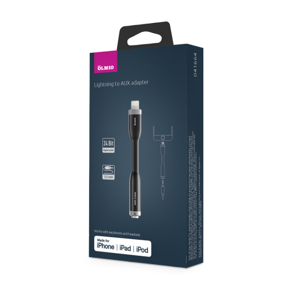 Адаптер аудио MFI Lightning - AUX (3.5mm), OLMIO