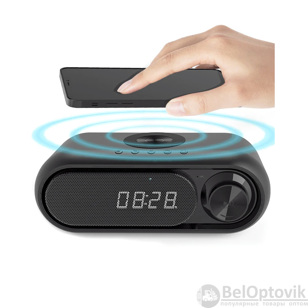 Часы Radon с беспроводной зарядкой 5 в 1, Чёрный