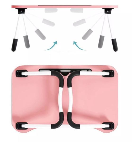 Складной стол (столешница) трансформер для ноутбука / планшета с подстаканником Folding Table,  59х40 см Молочный