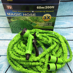 (КАЧЕСТВО!!!) Шланг Xhose (Икс-Хоз) 60 метров поливочный (Икс-Хоз) саморастягивающийся с пульверизатором Зеленый