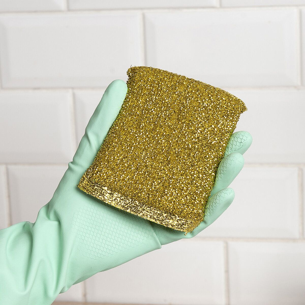 Губка из поролона с металлизированной нитью (золото, серебро) для деликатного очищения