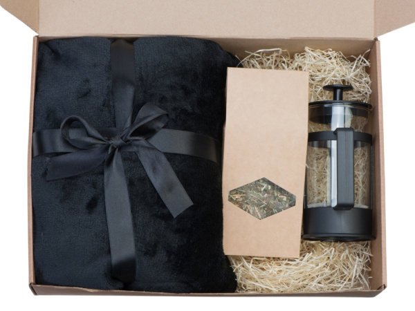 Подарочный набор «Tea time» с пледом, Цвет черный